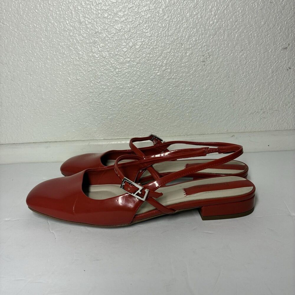 Franco Sarto L-DESTIN Shoes Womens Size 8 M Red Slingback Square Toe Flats Dress - Picture 6 of 16